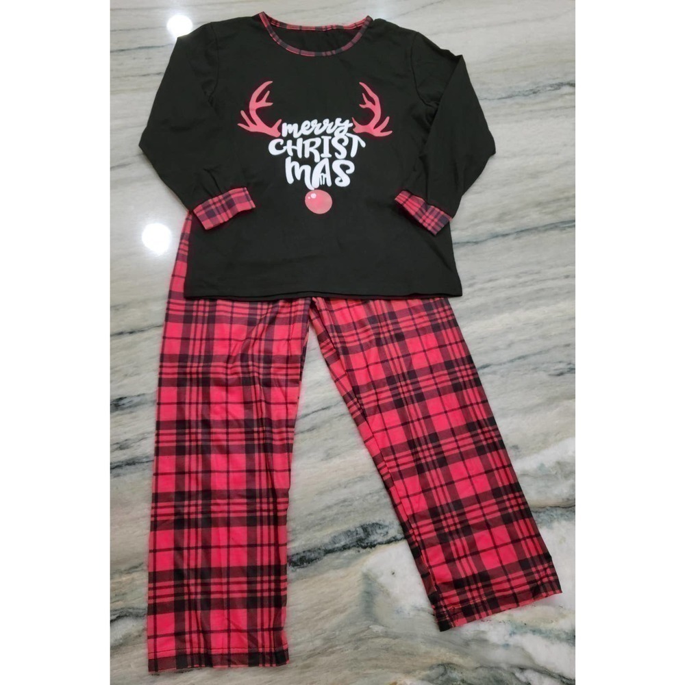 Kids Black Reindeer Christmas Pajama Set Size 4 6 NWT